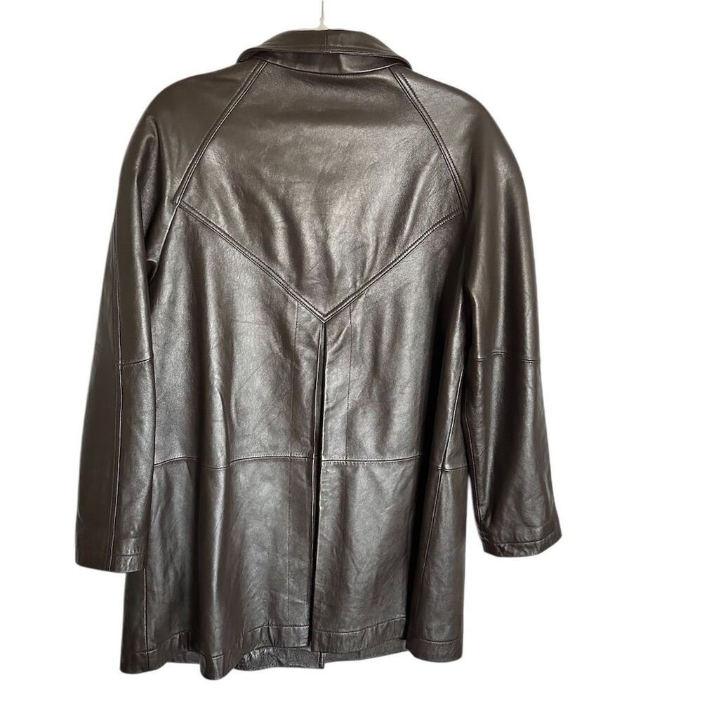 Worthington Women’s L Fontana Brown Leather Overcoat Mid-Length Casual Jacket - Picture 3 of 5